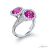 Breathtaking Radiance: Certified Twogether Pink Sapphire Ring  Oval Pink Sapphires with Tapered Baguette & Micro Pav Diamonds in Pure Platinum