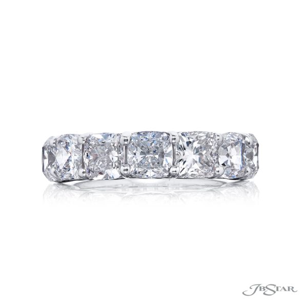 Elegance Elevated: Classic Single-Row GIA-Certified Diamond Band | Cushion-Cut Diamonds in Pure Platinum