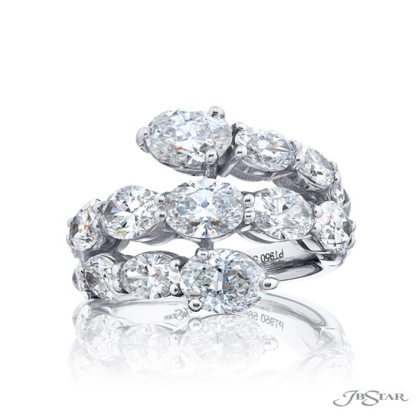 Dazzling Brilliance: Certified Twogether Diamond Ring  Oval Diamonds with Oval & Pear-Shaped Accents in Pure Platinum