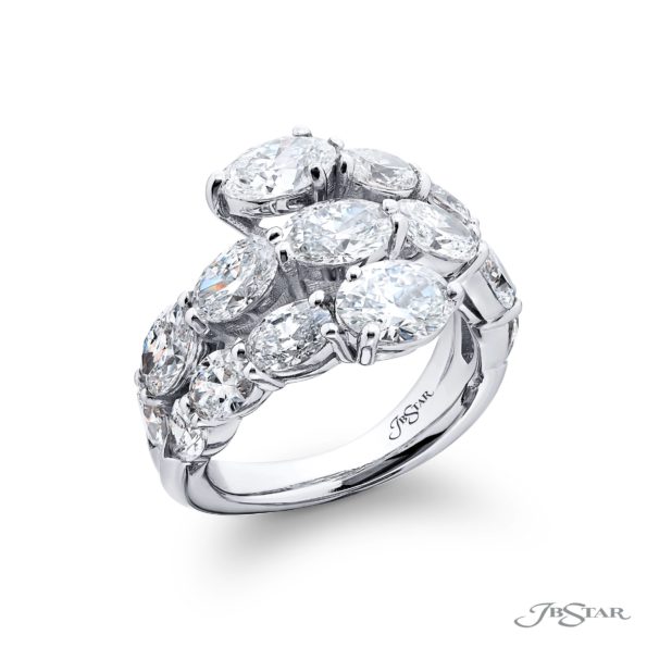 Dazzling Brilliance: Certified Twogether Diamond Ring  Oval Diamonds with Oval & Pear-Shaped Accents in Pure Platinum