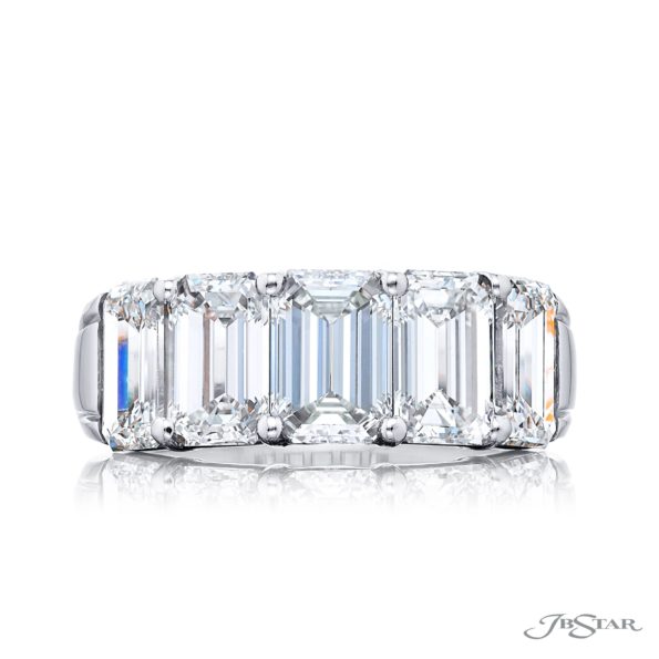 Classic Single Row GIA Certified Diamond Band | 5 Emerald-Cut Diamonds in Platinum | Elegance Elevated by Jb Star