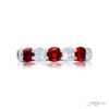 Elegance Elevated: Classic Ruby and Diamond Band | Cushion-Cut Rubies in Platinum