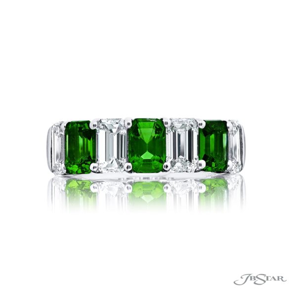 Classic Single-Row Emerald and Diamond Band | Emerald-Cut Gems in Platinum | Elegance Elevated by Jb Star