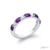 Classic Single-Row Purple Sapphire and Diamond Band | Emerald-Cut Sapphires in Platinum