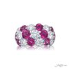 Iconic Three-Row Pink Sapphire & Diamond Band | Platinum Handcrafted Design