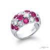 Iconic Three-Row Pink Sapphire & Diamond Band | Platinum Handcrafted Design