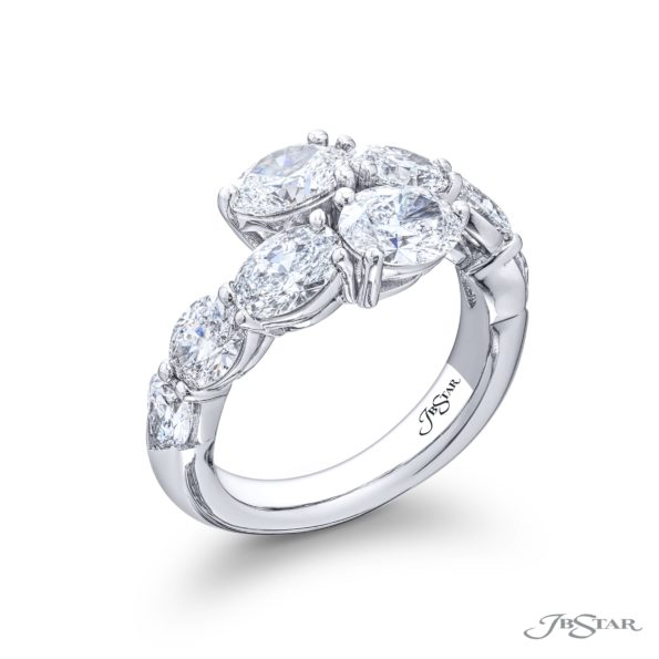 Dazzling Brilliance: Certified Twogether Diamond Ring  GIA-Certified Oval & Pear-Shaped Diamonds Handcrafted in Pure Platinum