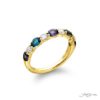 Classic Single-Row Alexandrite and Diamond Band in 18K Yellow Gold