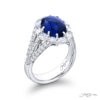 7.38 ct Oval Cabochon Blue Sapphire & Diamond Ring