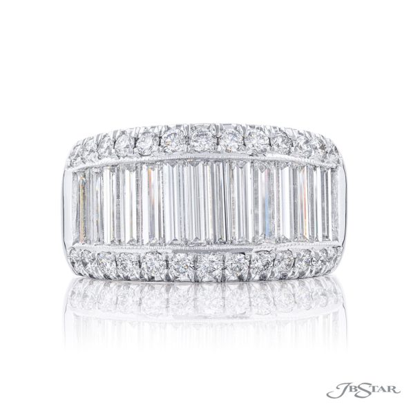 Iconic Multi-Row Tapered Baguette Diamond Band | Platinum Channel Setting