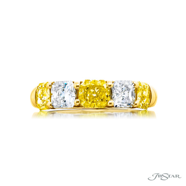 Elegance Elevated | Classic Single-Row Fancy Yellow Radiant-Cut Diamond Band