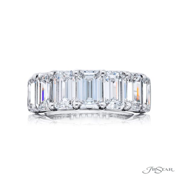 Classic Single Row GIA Certified Diamond Band | 7 Emerald-Cut Diamonds in Platinum | Elegance Elevated by Jb Star