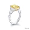 Radiant-Cut Diamond Ring Fancy Yellow Center Platinum Gold