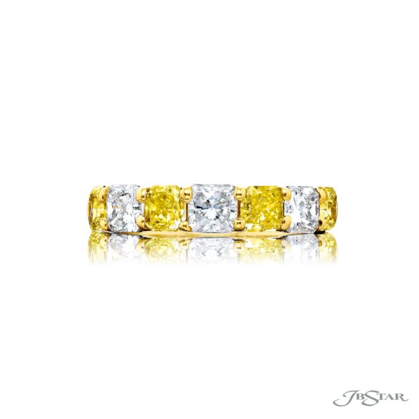 Classic Fancy Yellow and White Diamond Band | Radiant-Cut Diamonds in Platinum & 18K Gold