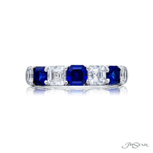 Classic Single-Row Sapphire and Diamond Band in Pure Platinum