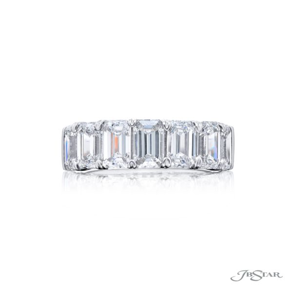 Classic Single Row GIA Certified Diamond Band | 7 Emerald-Cut Diamonds in Platinum | Elegance Elevated by Jb Star