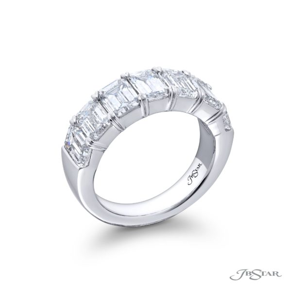 Classic Single Row GIA Certified Diamond Band | 7 Emerald-Cut Diamonds in Platinum | Elegance Elevated by Jb Star