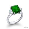 3.79 ct Certified Vivid Emerald Ring | Emerald-Cut Emerald with Epaulette Diamonds in Platinum | Breathtaking Radiance by Jb Star