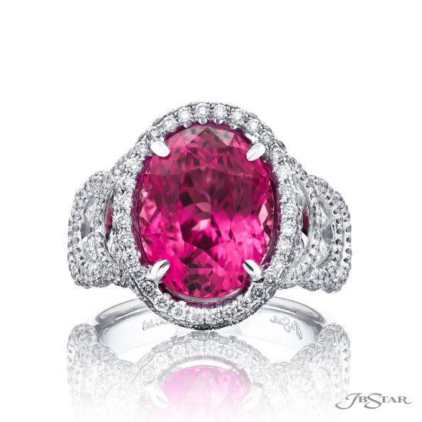 5.74 ct No-Heat Oval Pink Sapphire and Diamond Ring