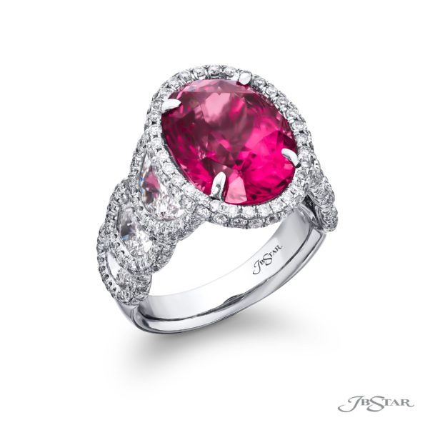 5.74 ct No-Heat Oval Pink Sapphire and Diamond Ring