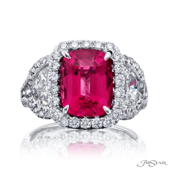 Cushion-cut ruby and diamond ring