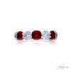 Classic Single-Row Cushion-Cut Ruby and Diamond Band in Pure Platinum