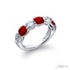 Classic Single-Row Cushion-Cut Ruby and Diamond Band in Pure Platinum