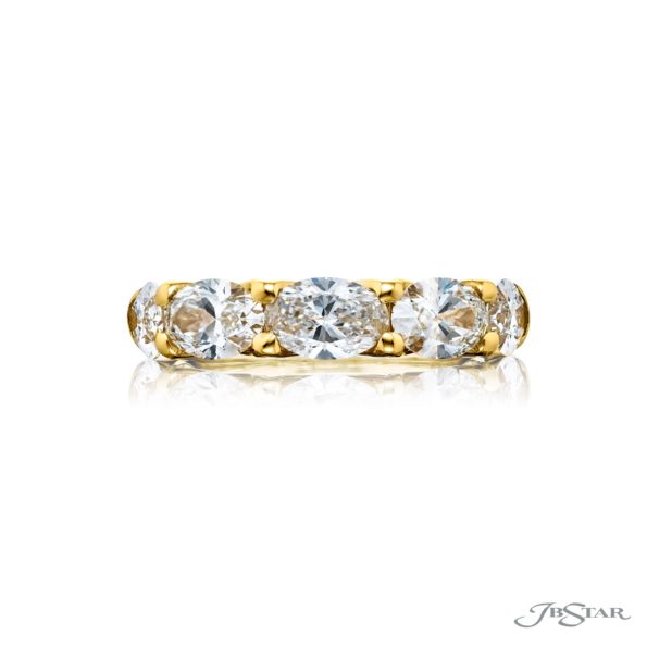 Classic East-West Oval Diamond Band | 18K Yellow Gold Handcrafted Design