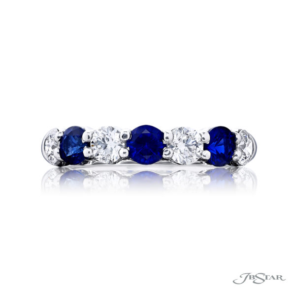 Elegance Elevated | Classic Sapphire and Diamond Band in Pure Platinum