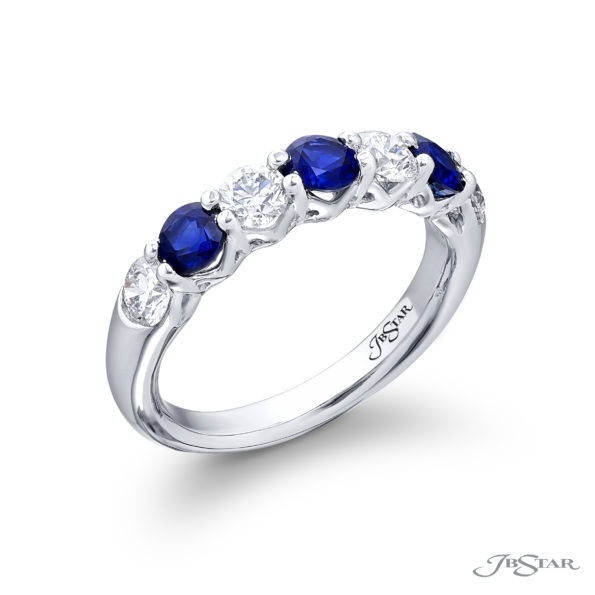 Elegance Elevated | Classic Sapphire and Diamond Band in Pure Platinum