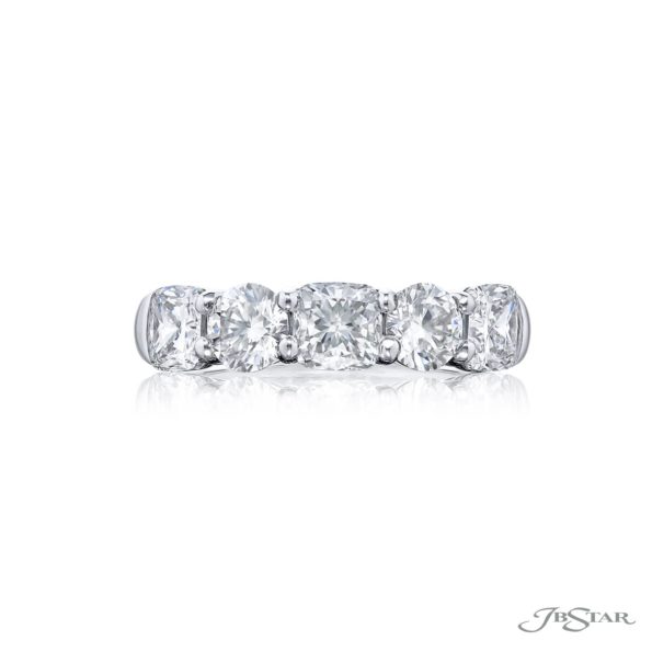 Elegance Elevated: Classic Single-Row Cushion-Cut Diamond Band in Pure Platinum