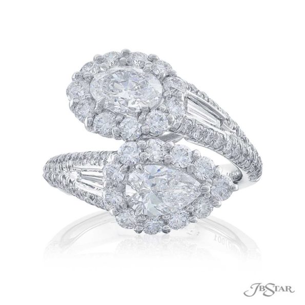 Twogether ring pearshaped and oval diamond centers