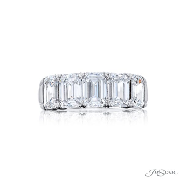 Classic Single Row GIA Certified Diamond Band | 5 Emerald-Cut Diamonds in Platinum | Elegance Elevated by Jb Star