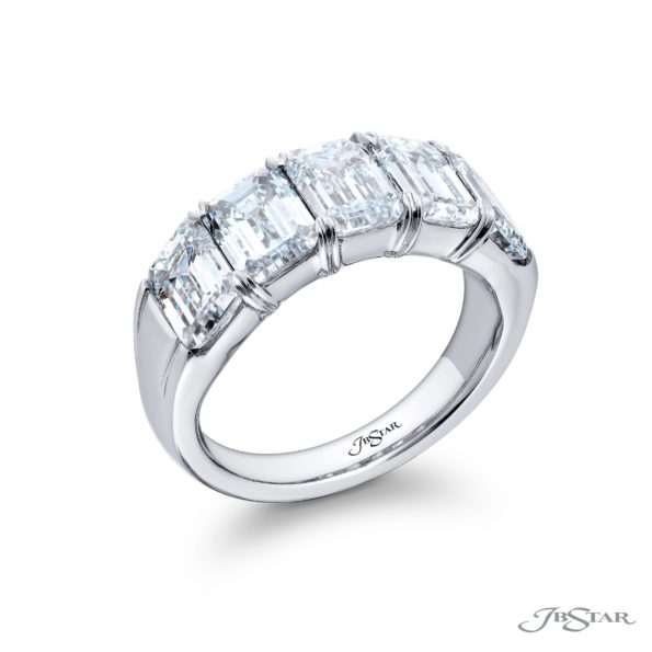 Classic Single Row GIA Certified Diamond Band | 5 Emerald-Cut Diamonds in Platinum | Elegance Elevated by Jb Star