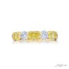 Classic Fancy Yellow & White Diamond Band | Radiant & Round Diamonds in 18K Gold