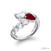 Dazzling Brilliance: Certified Twogether Ruby & Diamond Ring  Ruby Diamonds & Oval Diamonds Handcrafted in Pure Platinum