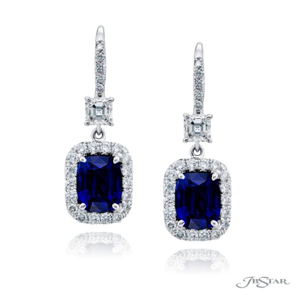 Diamond Drop Earrings Emerald Cut Micro Pave Certified