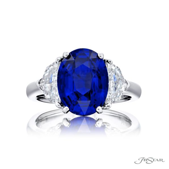 5.07 ct Certified Sapphire Ring | Oval Sapphire with Epaulette Diamonds in Platinum | Breathtaking Radiance by Jb Star