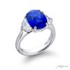 5.07 ct Certified Sapphire Ring | Oval Sapphire with Epaulette Diamonds in Platinum | Breathtaking Radiance by Jb Star