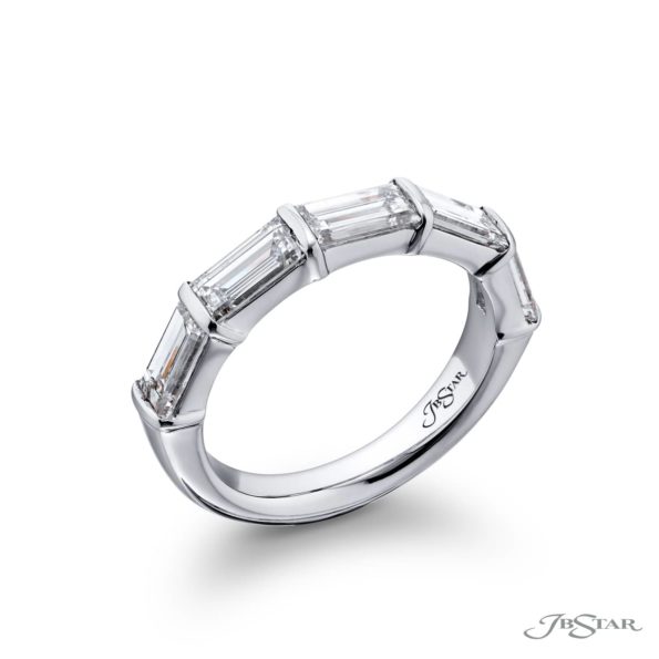 Classic East-West GIA-Certified Emerald-Cut Diamond Band in Platinum