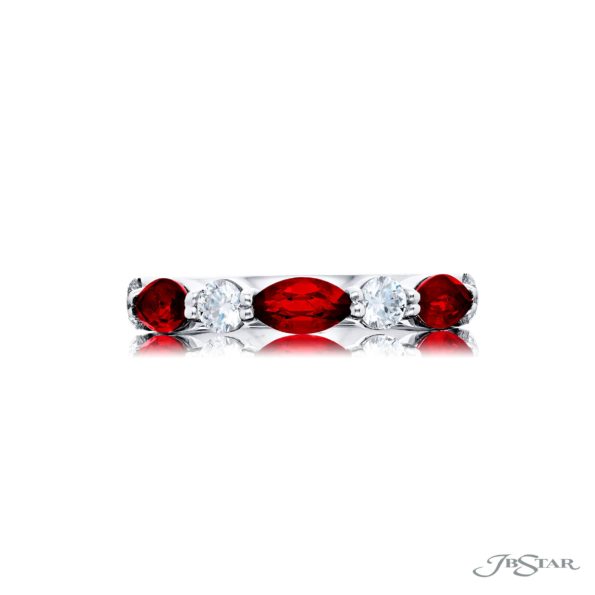 Classic East-West Ruby Band | Marquise Ruby and Diamond Platinum Design