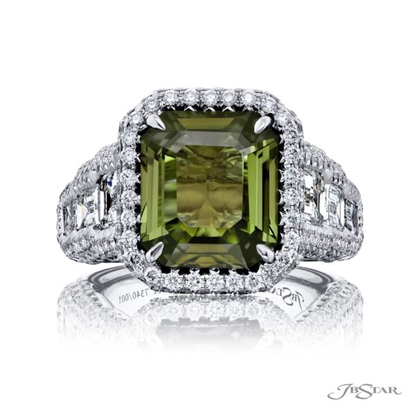 6.01 ct GIA Certified Octagonal-Cut Alexandrite Ring | Emerald Cut Diamond Accents in Platinum | Magnificent Design by Jb Star