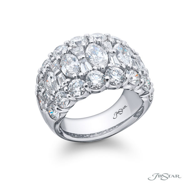 Signature Four-Row Diamond Band | Marquise Tapered Baguette & Round Diamonds | Handcrafted in Pure Platinum