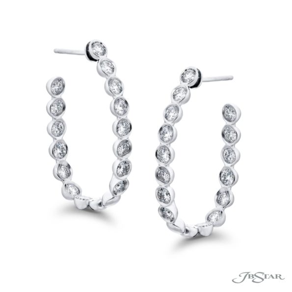 30 Round Diamonds in Platinum Hoop Earrings Precious Earrings