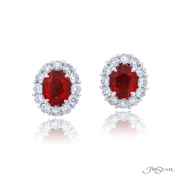 Burma Ruby and diamond stud earrings