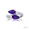 Breathtaking Radiance: Twogether No-Heat Purple Sapphire Ring Pear-Shaped Sapphires & Oval Diamonds in Pure Platinum