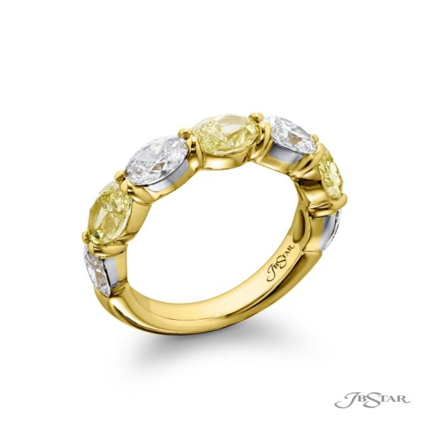 Classic Single-Row East-West Fancy Yellow Diamond Band