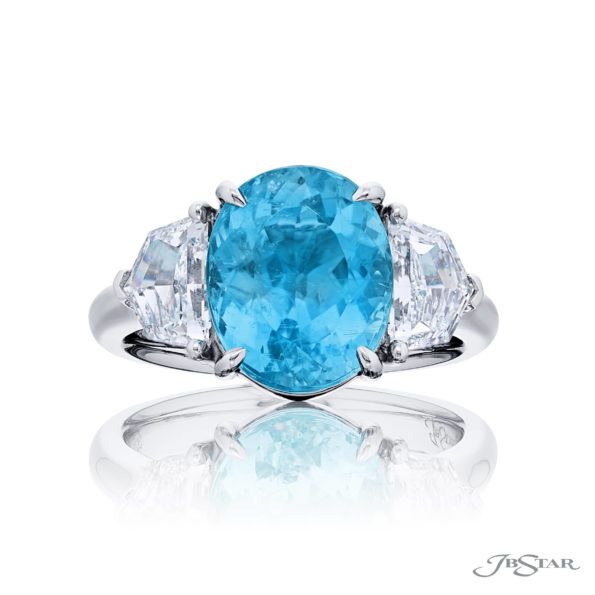 4.61 ct Certified Paraiba & Diamond Ring | Oval Paraiba with Epaulet Diamonds in Platinum | Breathtaking Radiance by Jb Star