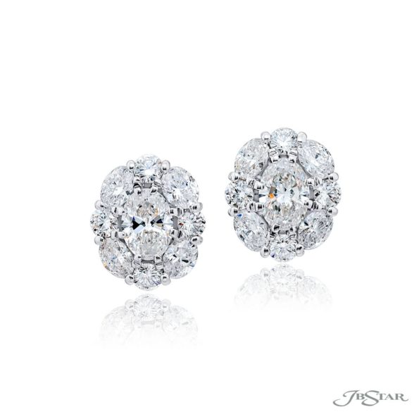 Diamond Stud Earrings Oval & Round 1.40 ctw. GIA certified