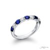 Classic East-West Oval Sapphire and Round Diamond Band in Pure Platinum